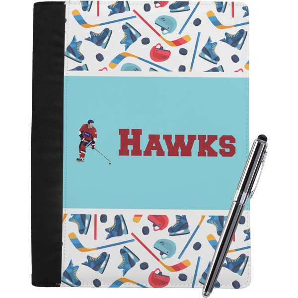Custom Hockey 2 Notebook Padfolio - Large w/ Name or Text