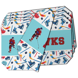 Hockey 2 Dining Table Mat - Octagon - Set of 4 (Double-SIded) w/ Name or Text