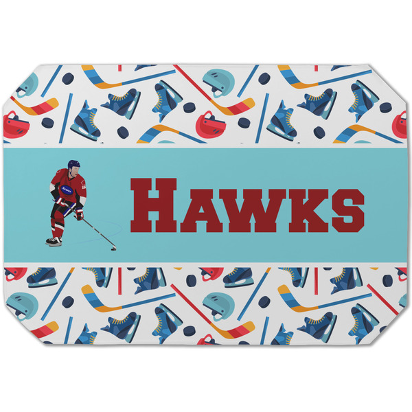 Custom Hockey 2 Dining Table Mat - Octagon (Single-Sided) w/ Name or Text
