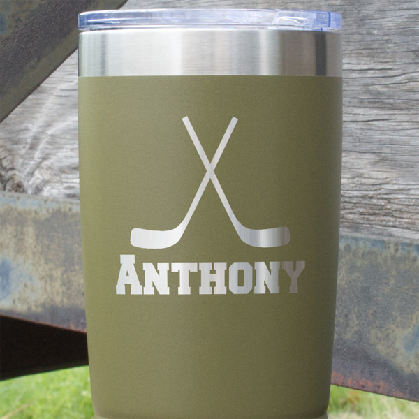 Hockey 2 Olive Polar Camel Tumbler - 20oz - Close Up