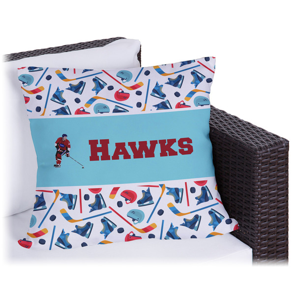 Custom Hockey 2 Outdoor Pillow - 16" (Personalized)