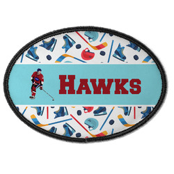 Hockey 2 Iron On Oval Patch w/ Name or Text