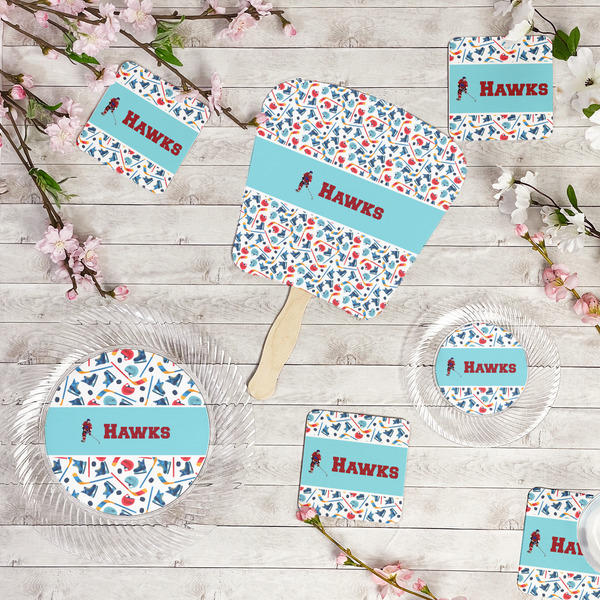 Hockey 2 Party Supplies Combination Image - All items - Plates, Coasters, Fans