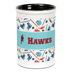 Hockey 2 Ceramic Pencil Holders - Black