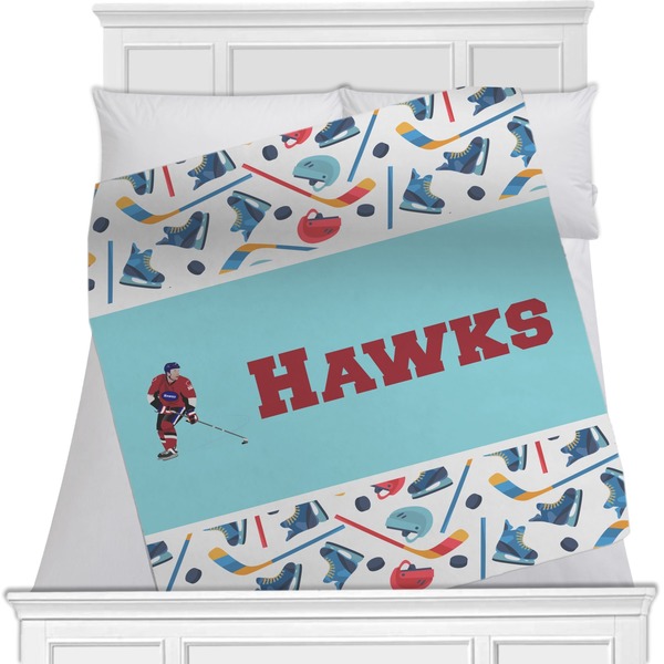 Custom Hockey 2 Minky Blanket - Toddler / Throw - 60"x50" - Double Sided (Personalized)