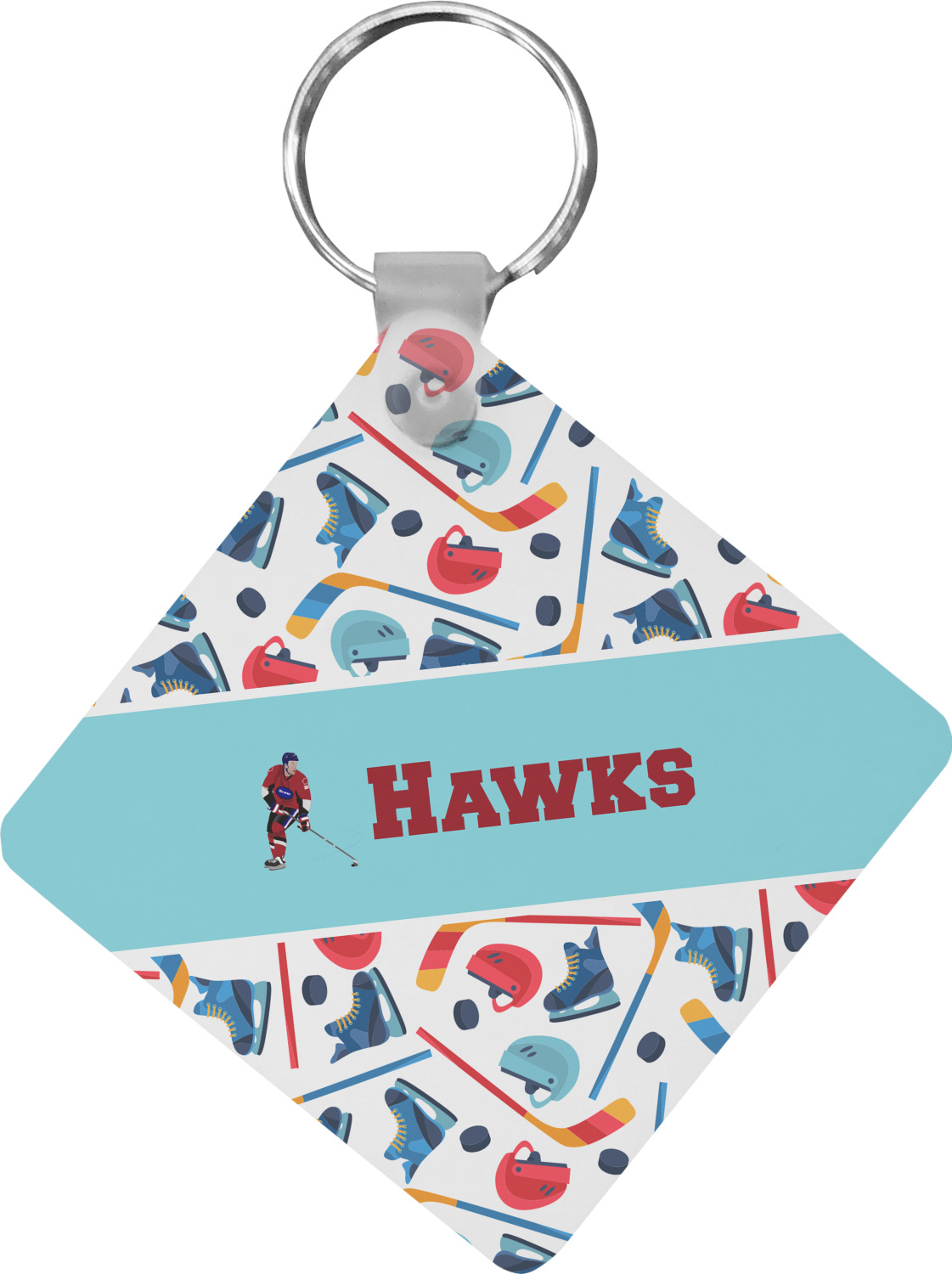 Hockey 2 Diamond Plastic Keychain w/ Name or Text YouCustomizeIt