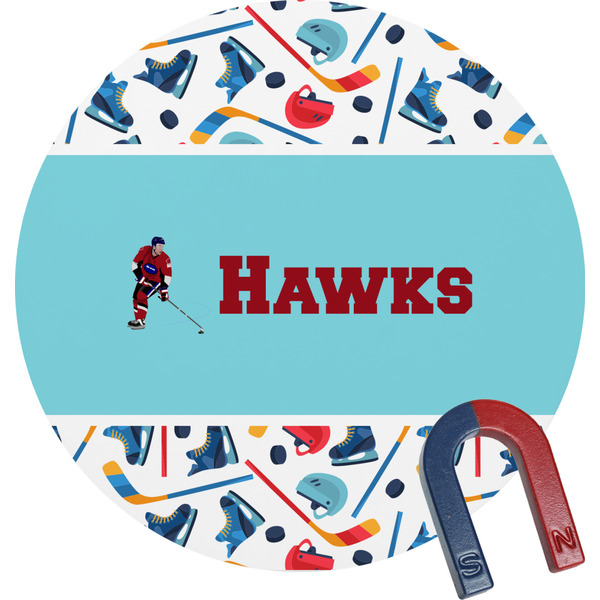 Custom Hockey 2 Round Fridge Magnet (Personalized)
