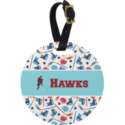 Hockey 2 Plastic Luggage Tag - Round (Personalized)