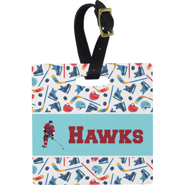 Hockey 2 Personalized Square Luggage Tag