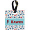 Hockey 2 Plastic Luggage Tag - Square w/ Name or Text