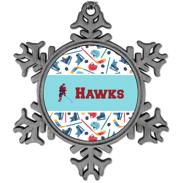 Custom Hockey 2 Vintage Snowflake Ornament (Personalized)