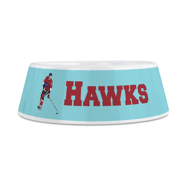 Hockey 2 Plastic Dog Bowls - Medium - FRONT