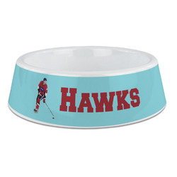 Hockey 2 Plastic Dog Bowl - Large (Personalized)