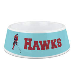 Hockey 2 Plastic Dog Bowl (Personalized)