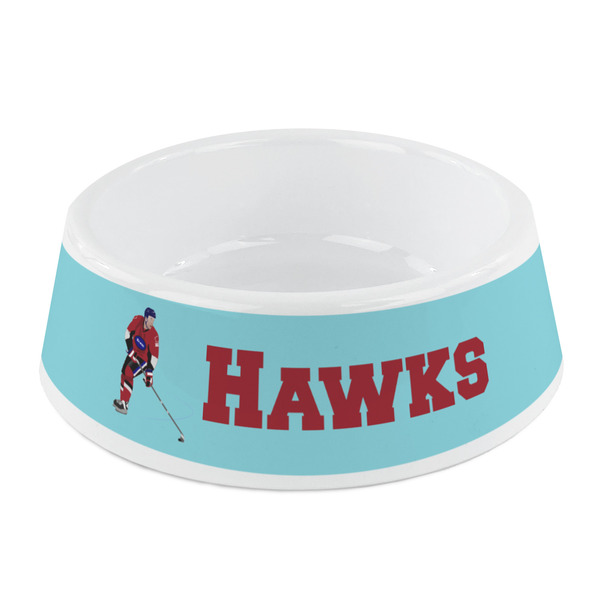 Custom Hockey 2 Plastic Dog Bowl - Small (Personalized)