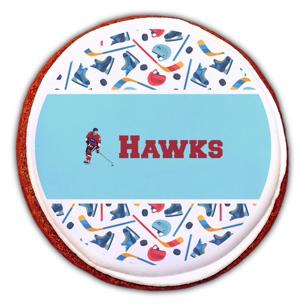 Hockey 2 Printed Icing Circle - Large - On Cookie