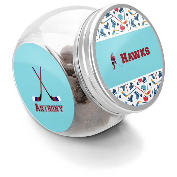 Custom Hockey 2 Puppy Treat Jar (Personalized)