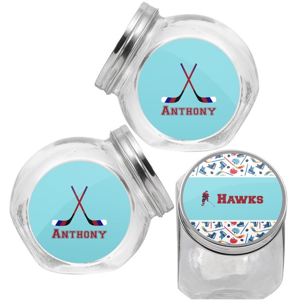 Hockey 2 Puppy Treat Jar - Top Left Right
