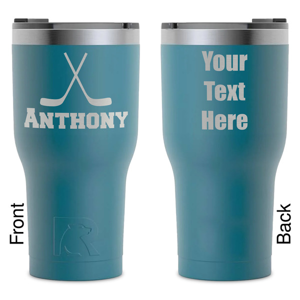 Custom Hockey 2 RTIC Tumbler - Dark Teal - Laser Engraved - Double-Sided (Personalized)