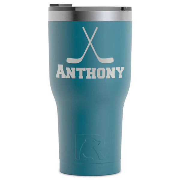 Custom Hockey 2 RTIC Tumbler - Dark Teal - Laser Engraved - Single-Sided (Personalized)