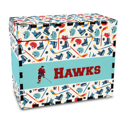 Hockey 2 Wood Recipe Box - Full Color Print (Personalized)