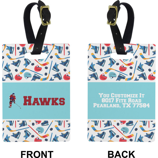 Hockey 2 Rectangle Luggage Tag (Front + Back)