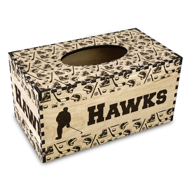 Custom Hockey 2 Wood Tissue Box Cover - Rectangle (Personalized)