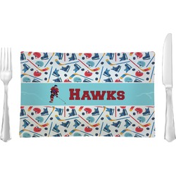 Hockey 2 Rectangular Glass Lunch / Dinner Plate - Single or Set (Personalized)