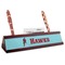 Hockey 2 Red Mahogany Nameplate with Business Card Holder (Personalized)