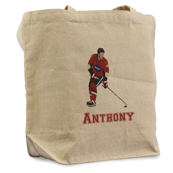 Custom Hockey 2 Reusable Cotton Grocery Bag (Personalized)