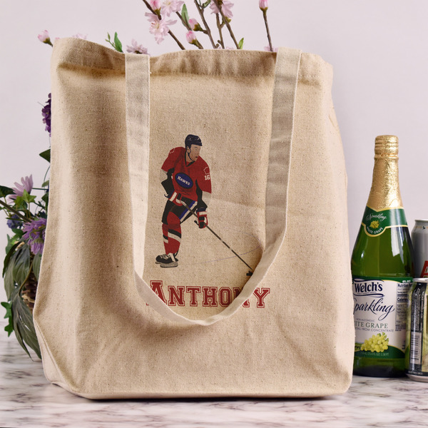 Hockey 2 Reusable Cotton Grocery Bag - In Context