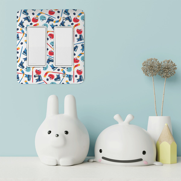 Hockey 2 Rocker Light Switch Covers - Double - IN CONTEXT