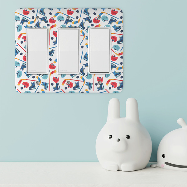 Hockey 2 Rocker Light Switch Covers - Triple - IN CONTEXT