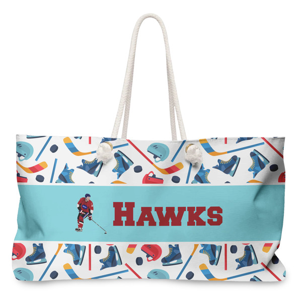 Custom Hockey 2 Large Tote Bag with Rope Handles (Personalized)