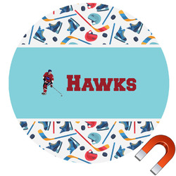 Hockey 2 Round Car Magnet - 6" (Personalized)