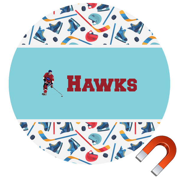 Custom Hockey 2 Round Car Magnet - 10" (Personalized)