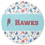 Hockey 2 Round Rubber Backed Coaster (Personalized)
