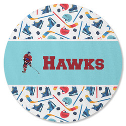 Hockey 2 Round Rubber Backed Coaster (Personalized)