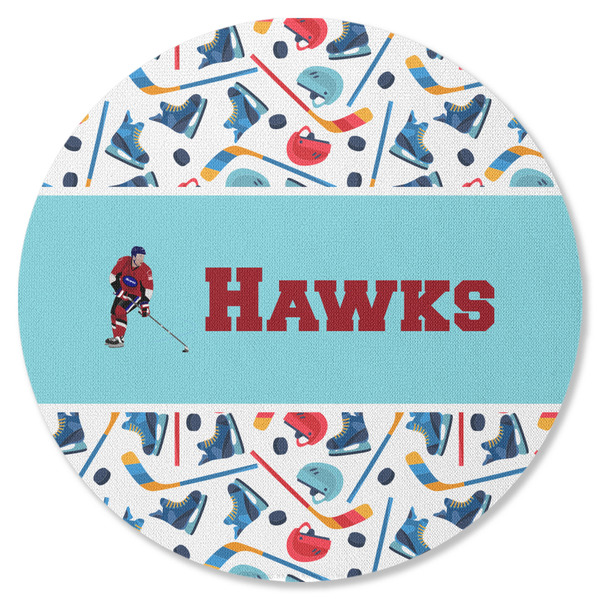 Custom Hockey 2 Round Rubber Backed Coaster (Personalized)