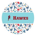 Hockey 2 Round Decal - Small (Personalized)