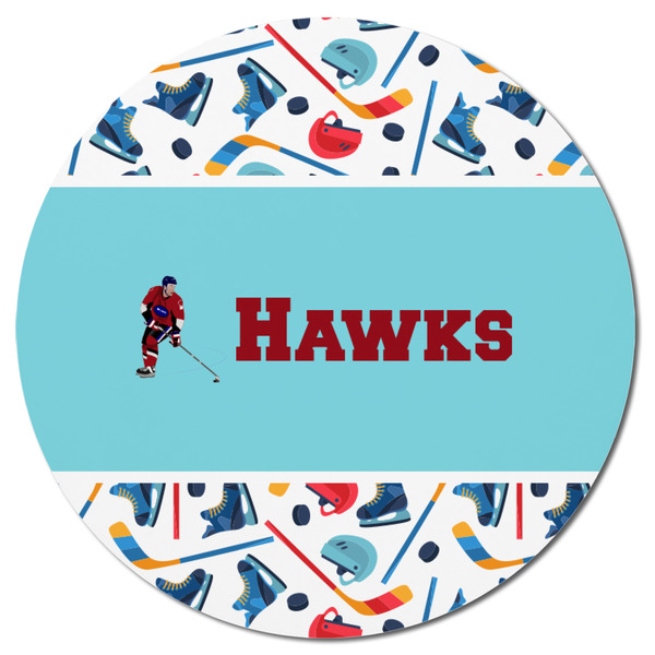 Hockey 2 Round Fridge Magnet - FRONT