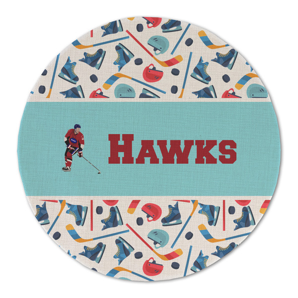 Custom Hockey 2 Round Linen Placemat - Single Sided (Personalized)