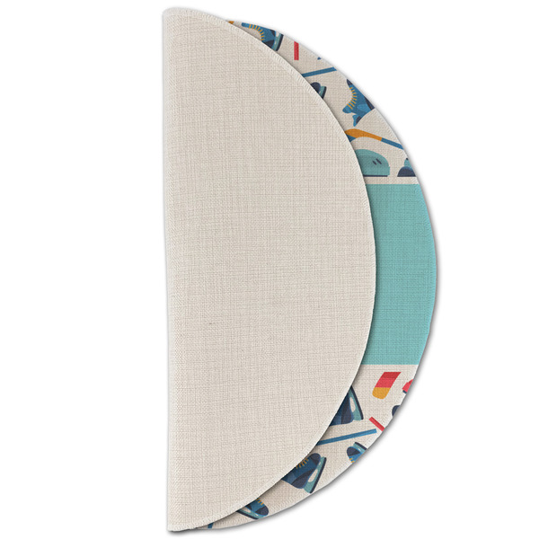 Hockey 2 Round Linen Placemats - HALF FOLDED (single sided)