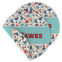 Hockey 2 Round Linen Placemat - Double Sided - Set of 4 (Personalized)
