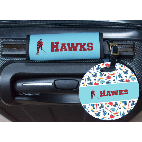 Hockey 2 Round Luggage Tag & Handle Wrap - In Context