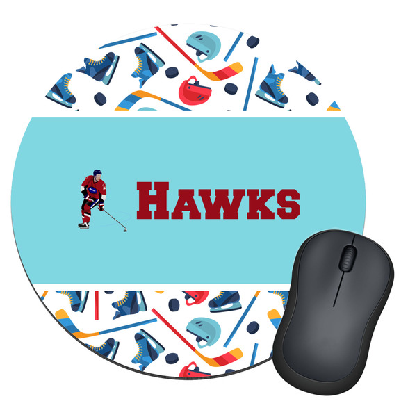 Custom Hockey 2 Round Mouse Pad (Personalized)