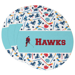 Hockey 2 Round Paper Coasters w/ Name or Text