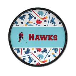 Hockey 2 Iron On Round Patch w/ Name or Text