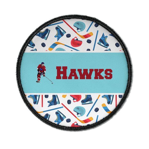 Custom Hockey 2 Iron On Round Patch w/ Name or Text