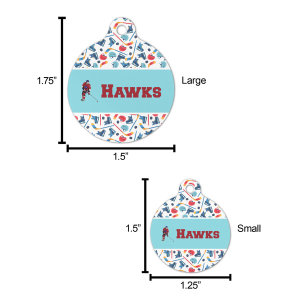Hockey 2 Round Pet ID Tag - Large - Comparison Scale